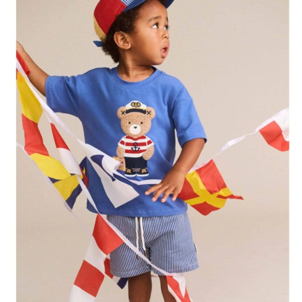 Huxbaby Cobalt Stripe Drawcord Short