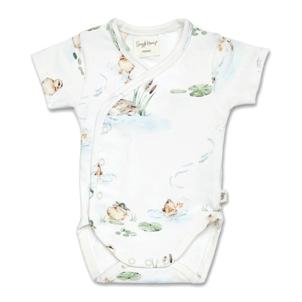 Snuggle Hunny Organic Short Sleeve Kimono Bodysuit - Duck Pond