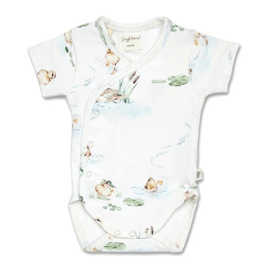 Snuggle Hunny Organic Short Sleeve Kimono Bodysuit - Duck Pond