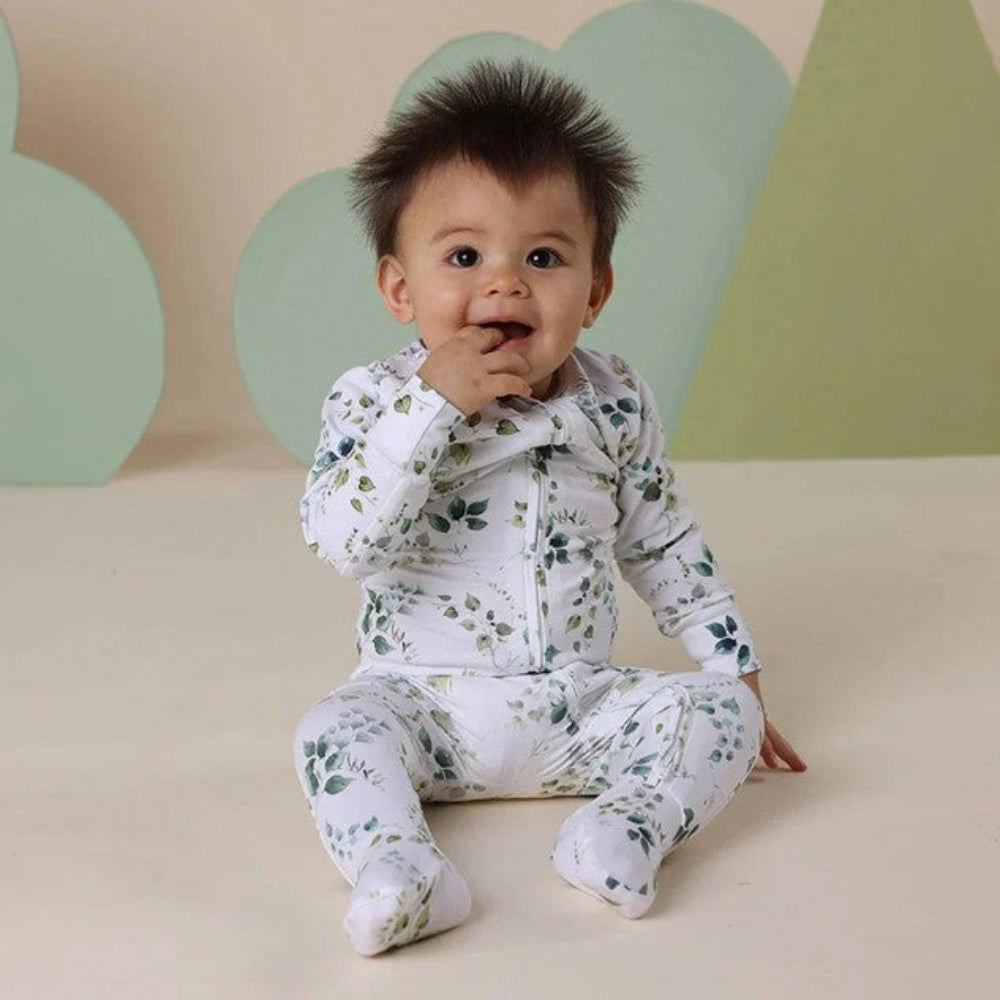 Snuggle Hunny Organic Snuggle Sleepsuit Zip Footie - Eden