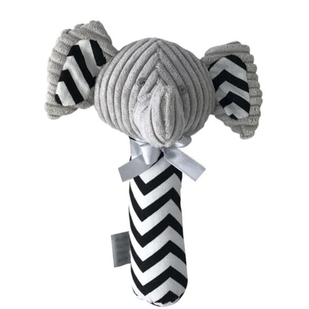 ES Kids Elephant Stick Rattle - Grey 16 cm
