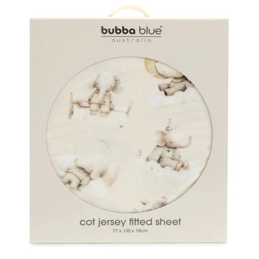 Bubba Blue Elephant Bedtime Jersey Cot Fitted Sheet