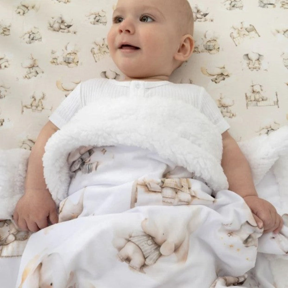 Bubba Blue Elephant Bedtime Reversible Fleece Cuddle Blanket