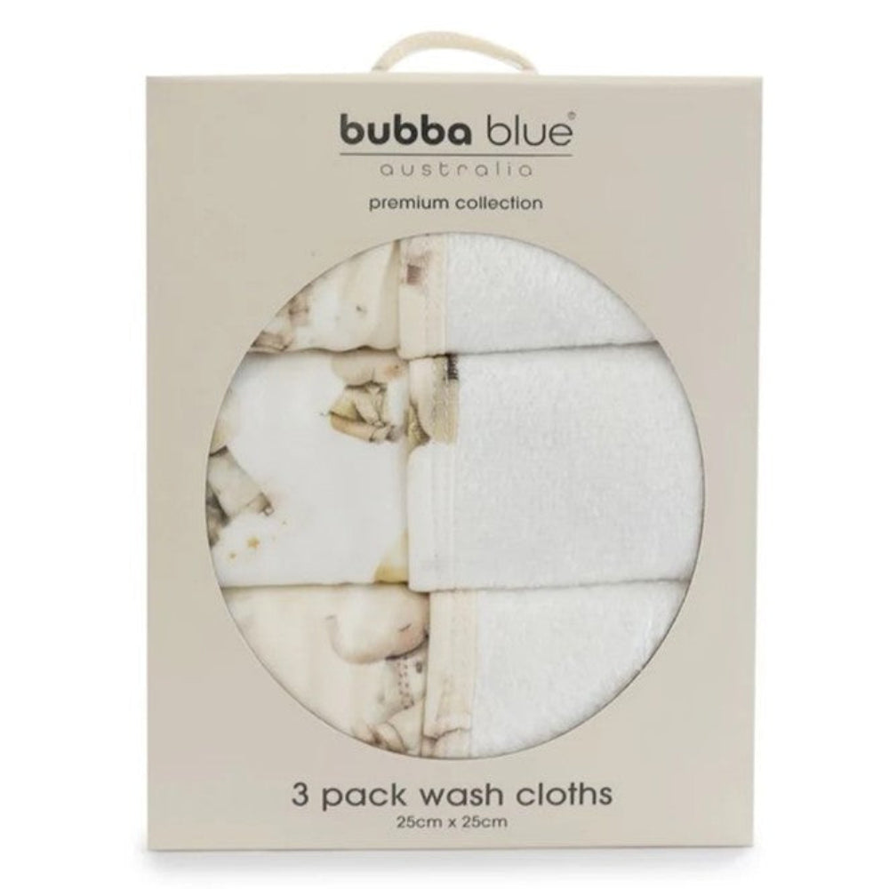 Bubba Blue Elephant Bedtime Face Washers 3 pk