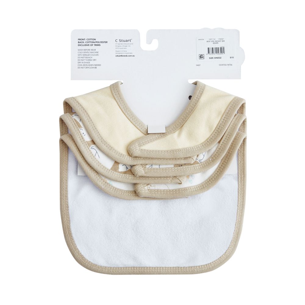 Big Softies 3 Pack Applique And Printed Bibs – Bear