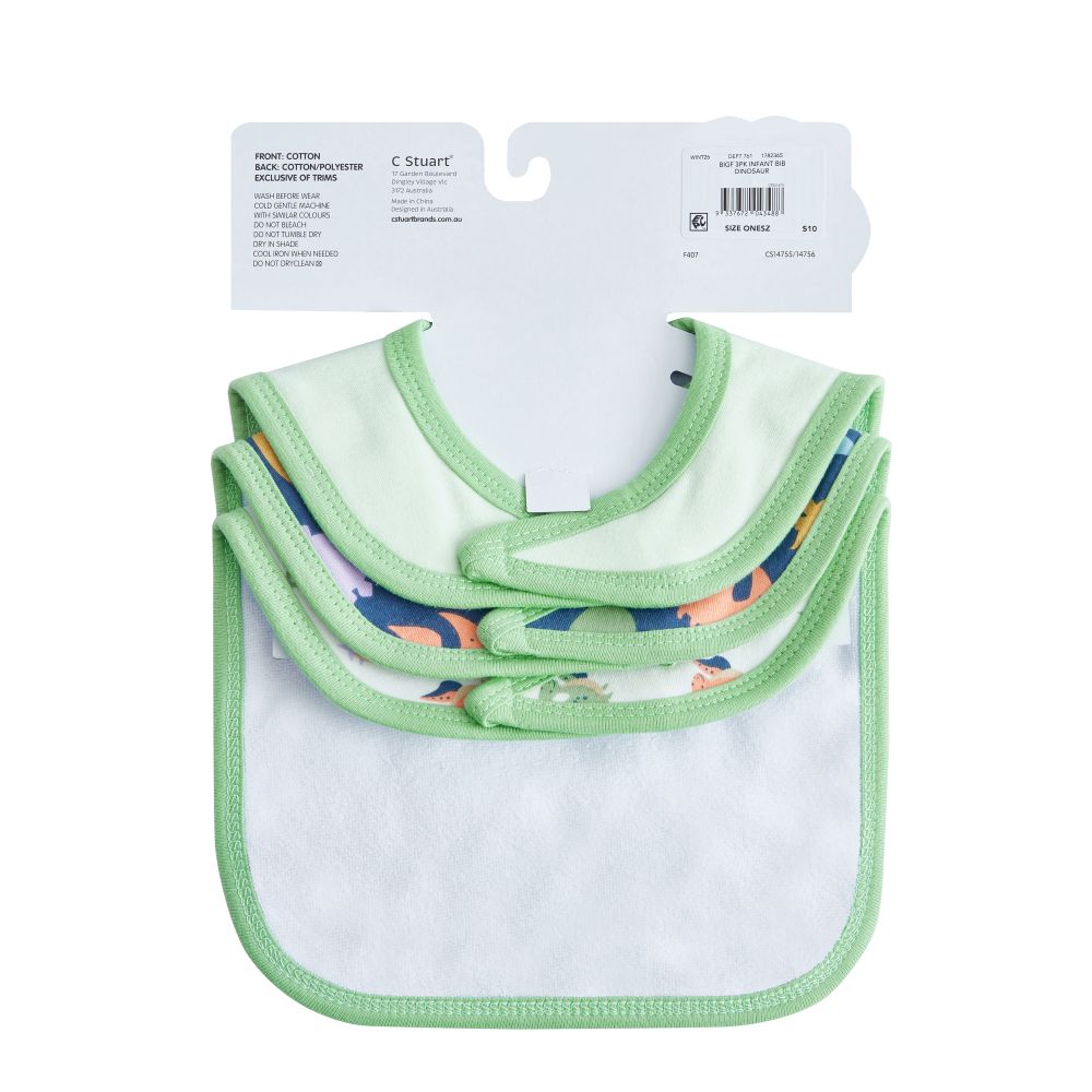 Big Softies 3 Pack Applique And Printed Bibs – Dino