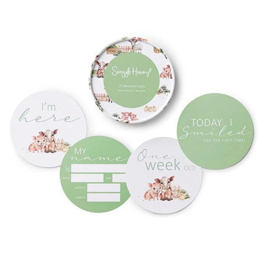 Snuggle Hunny Farm and Mint Reversible Milestone Cards