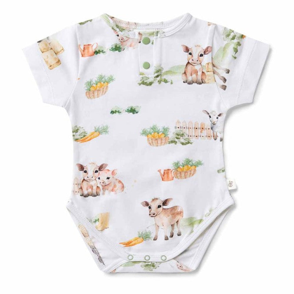 Snuggle Hunny Organic Short Sleeve Bodysuit - Farm