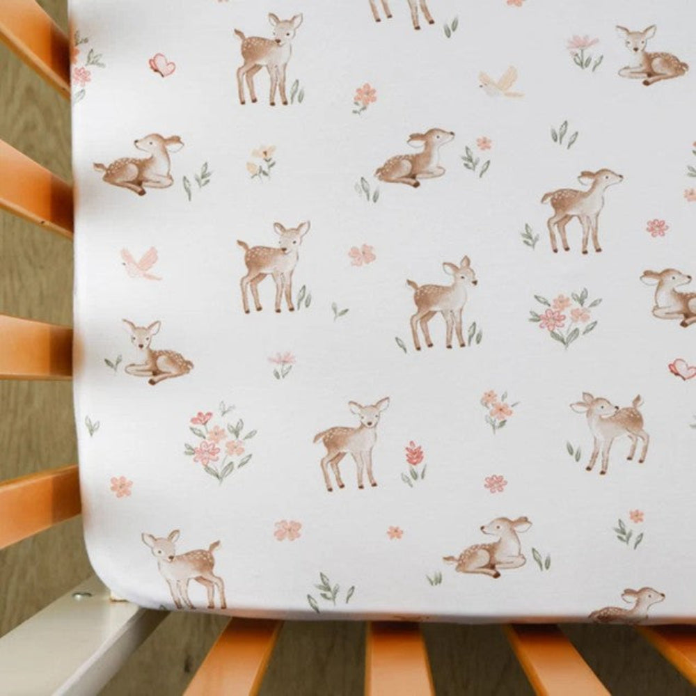 Living Textiles 2pk Cot Fitted Sheets - Fawn Fables