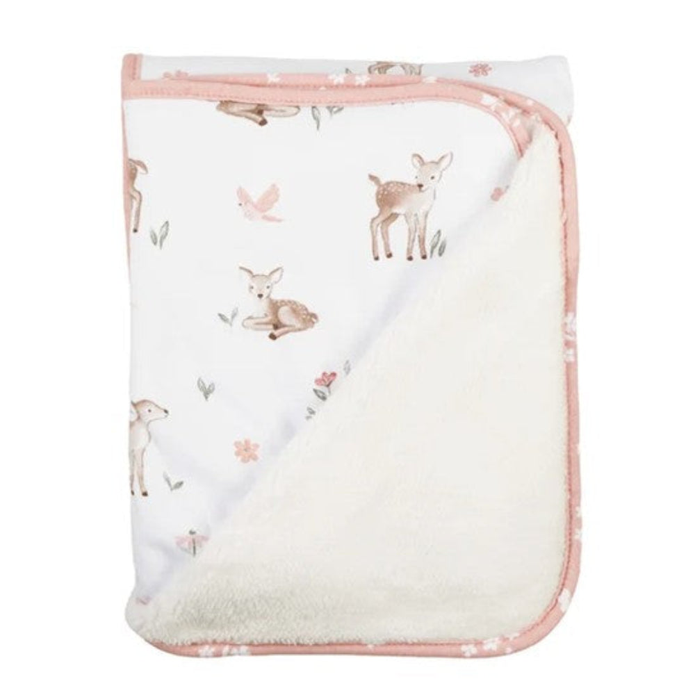 Living Textiles Jersey Sherpa Pram Blanket - Fawn Fables