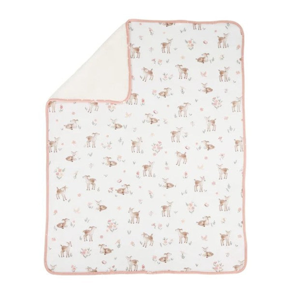 Living Textiles Jersey Sherpa Pram Blanket - Fawn Fables