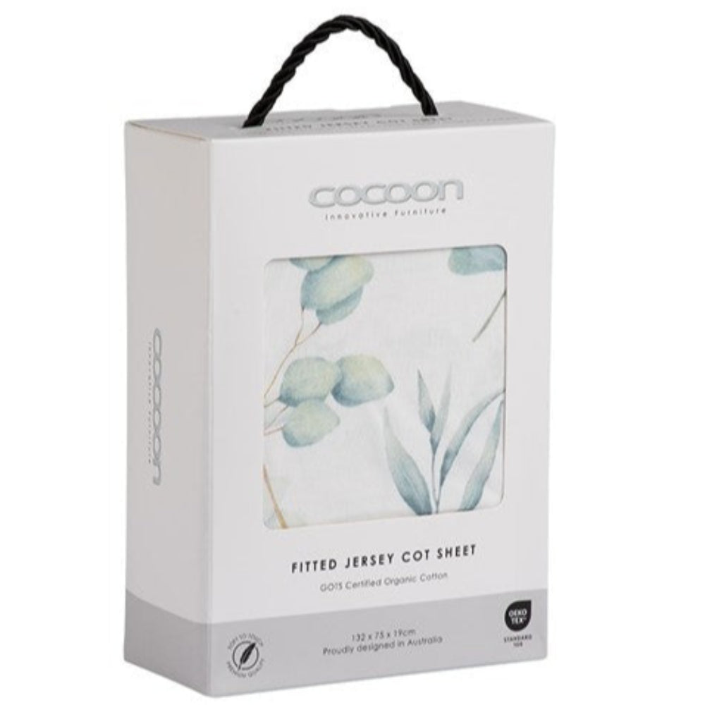 Cocoon Furniture Cot Fitted Sheet - Green Leaves