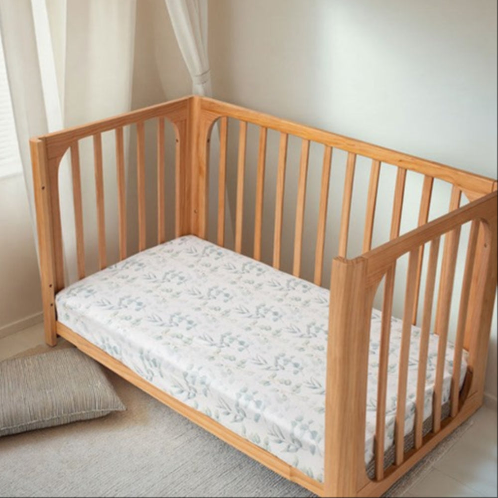 Cocoon Furniture Cot Fitted Sheet - Green Leaves