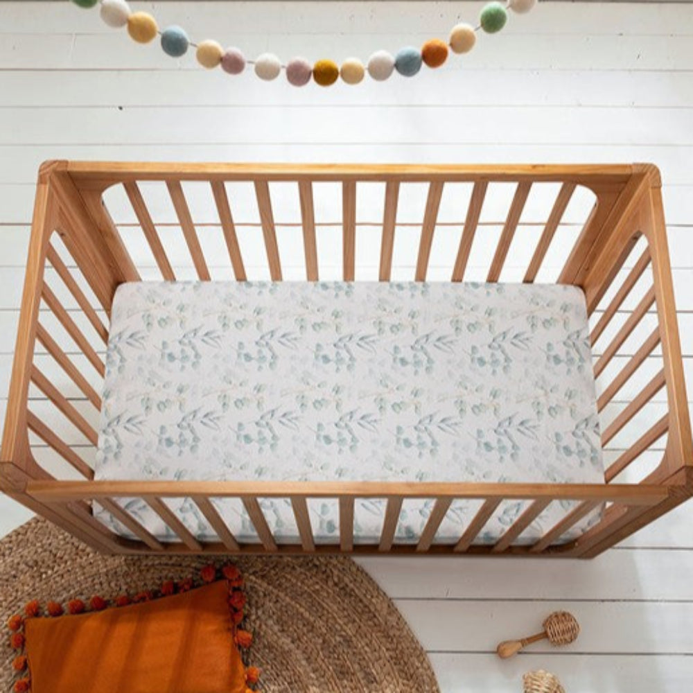 Cocoon Furniture Cot Fitted Sheet - Green Leaves