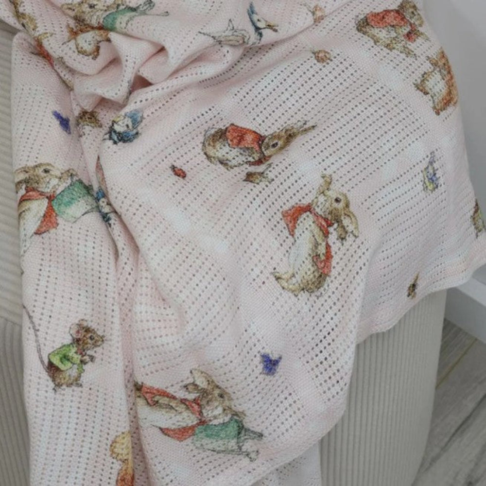 Bubba Blue Peter Rabbit Digital Print Cellular Blanket Flopsy Mopsy & Cottontail