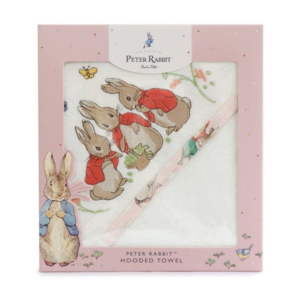 Bubba Blue Peter Rabbit Hooded Towel Flopsy Mopsy & Cottontail - Pink