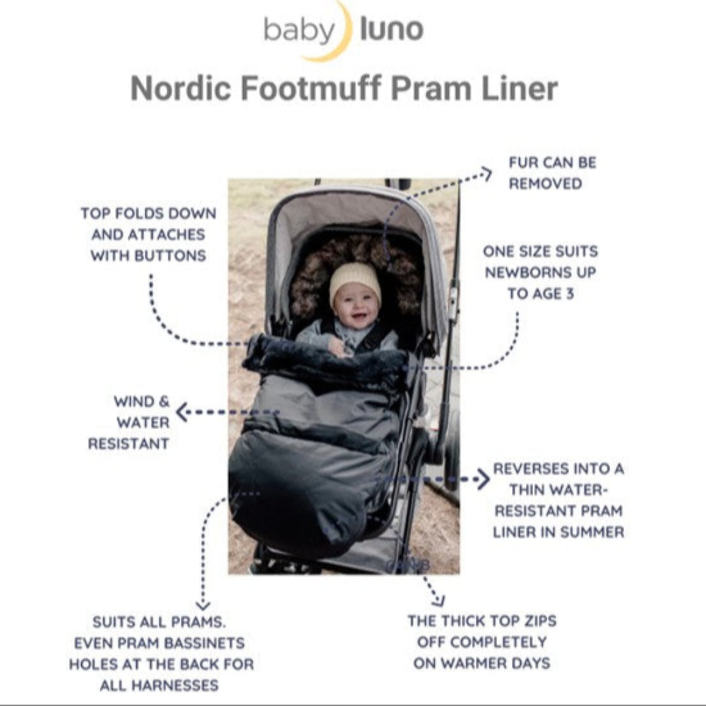 Baby Luno Nordic Footmuff - Classic Black