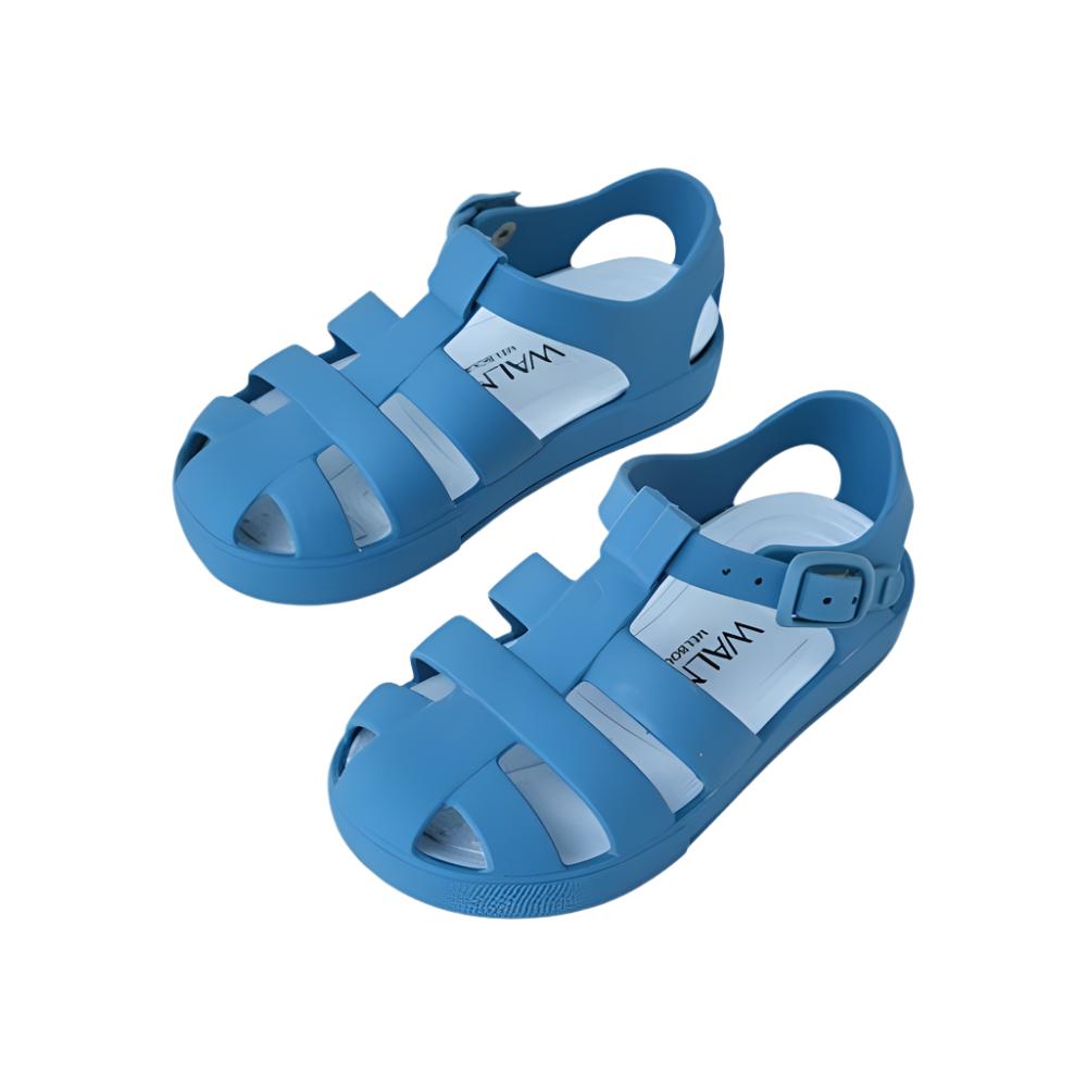 Walnut Frankie Sandal - Matte Blue