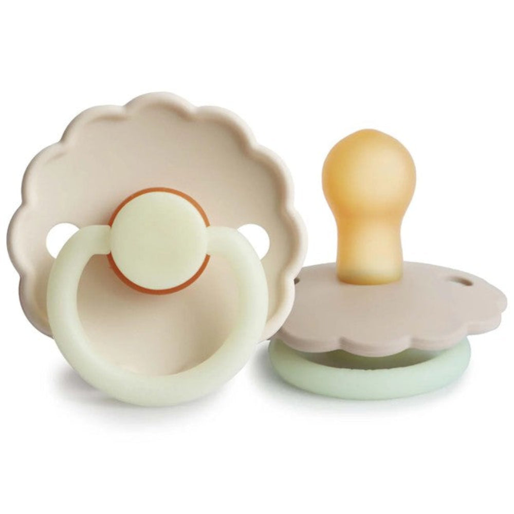 FRIGG Night Daisy Pacifier 2 Pack Silicone - Cream/Croissant