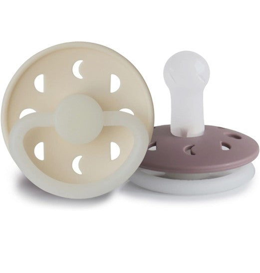 FRIGG Night Moon Pacifier 2 Pack Silicone - Cream/Twilight Mauve