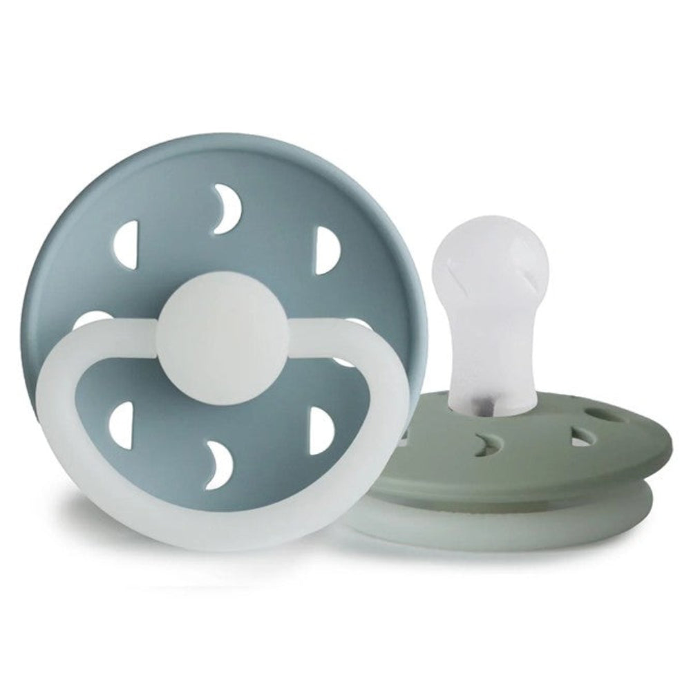 FRIGG Night Moon Pacifier 2 Pack Silicone - Stone Blue/Sage