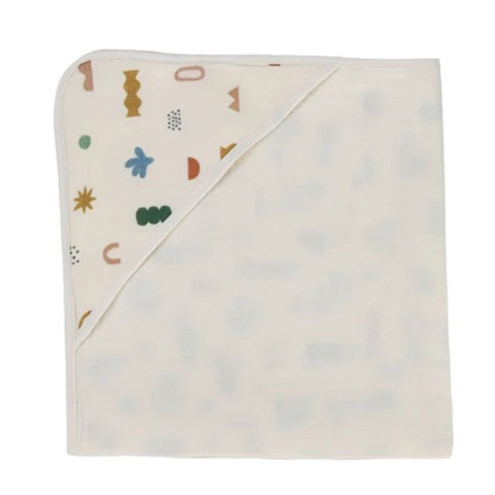 Living Textiles Muslin Hooded Towel - Geo Mod