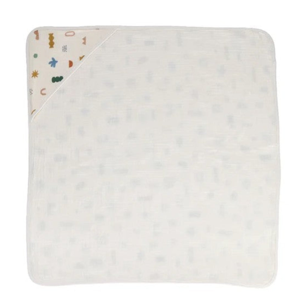 Living Textiles Muslin Hooded Towel - Geo Mod