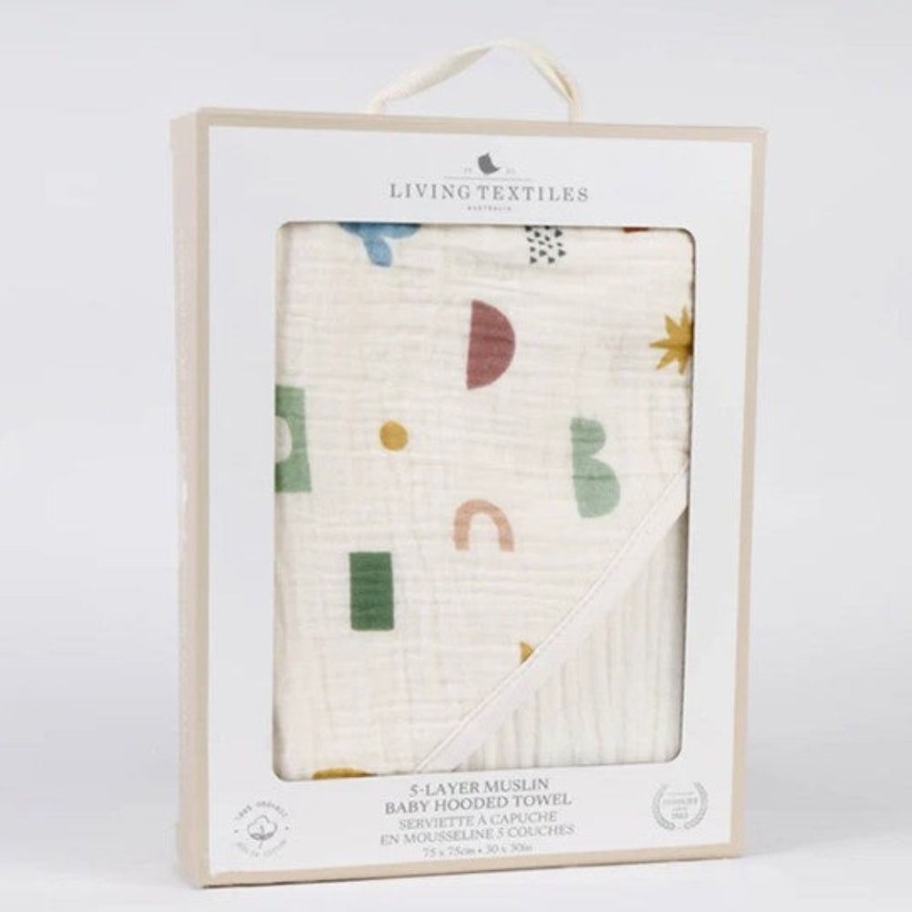 Living Textiles Muslin Hooded Towel - Geo Mod