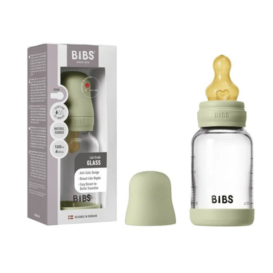 Bibs Glass Baby Bottle Complete Set 120ml Latex - Sage
