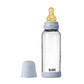 Bibs Glass Baby Bottle Complete Set 240ml Medium Flow Latex - Baby Blue