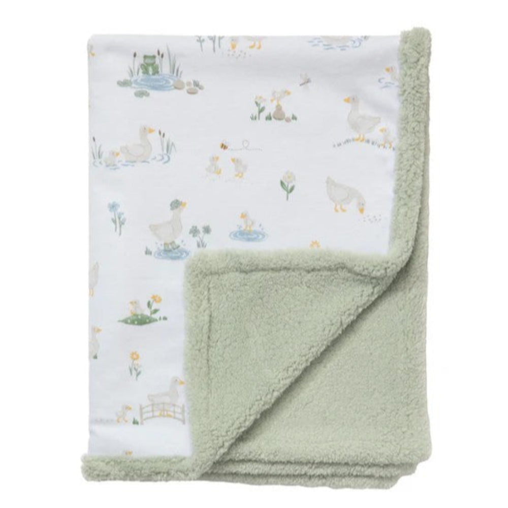Living Textiles Jersey Sherpa Pram Blanket - Goosey Goosey