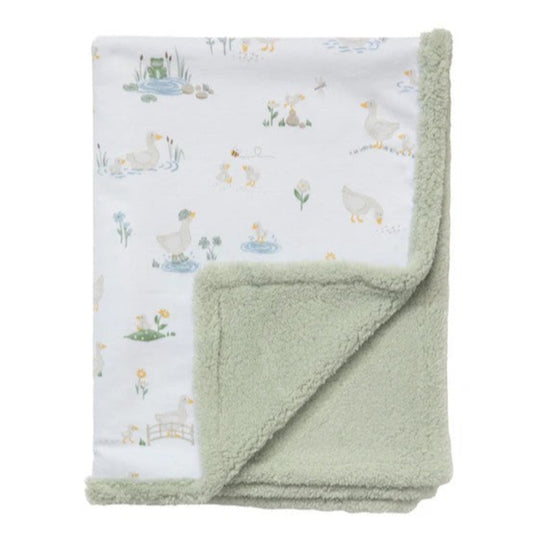 Living Textiles Jersey Sherpa Pram Blanket - Goosey Goosey