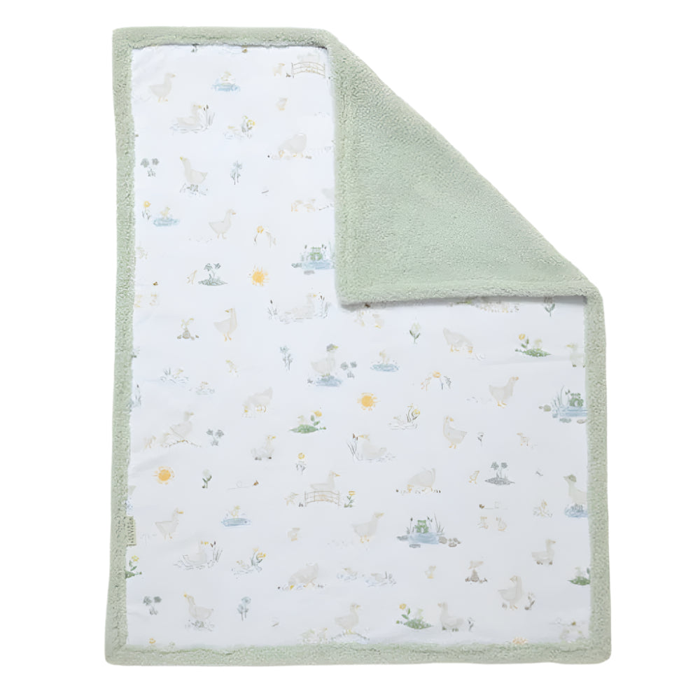 Living Textiles Jersey Sherpa Pram Blanket - Goosey Goosey