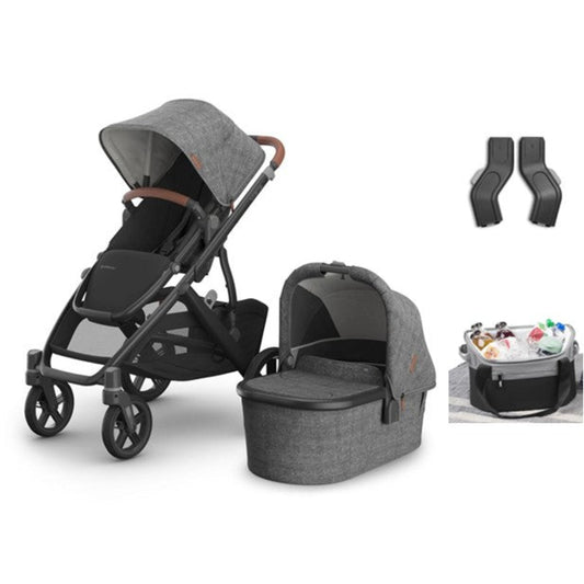 UPPAbaby VISTA V3 with Bassinet - Greyson with BONUS Upper Adaptors and Bevvy Bag