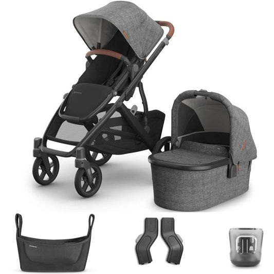 UPPAbaby VISTA V3 with Bassinet - Greyson with BONUS Upper Adaptors, Carry All Organiser and Cup Holder