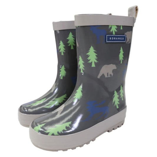 Korango Bear Print Gumboot - Charcoal