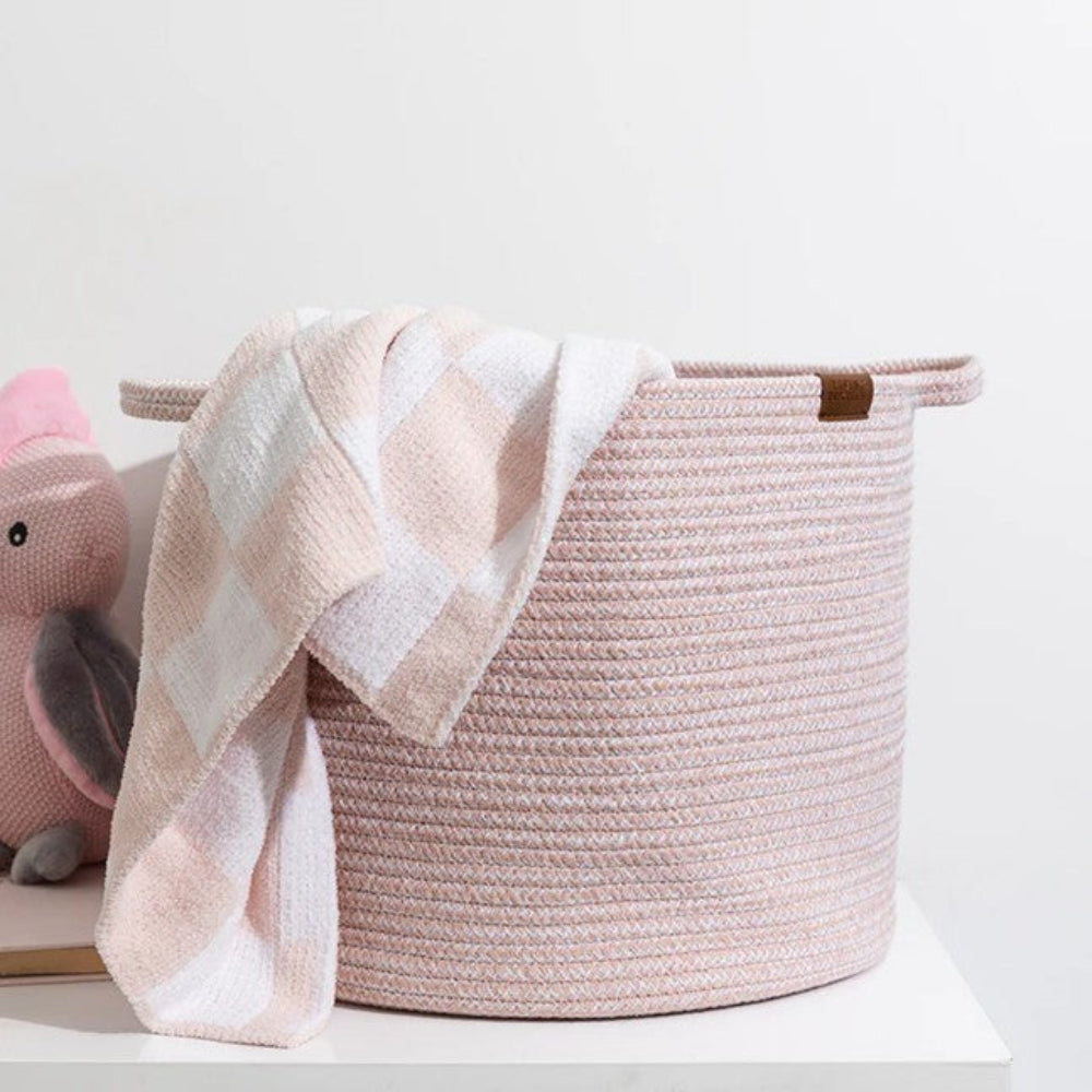 Living Textiles Cotton Rope Hamper - Medium - Pink