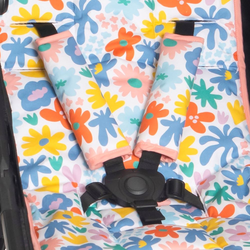 All4Ella Harness Covers and Pram Peg Set - Bright Floral/Coral