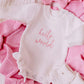 Confetti Kidz Chunky Knit Romper - Hello World - Blush Pink Font