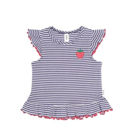 Huxbaby Ink Stripe Rib Peplum Tee