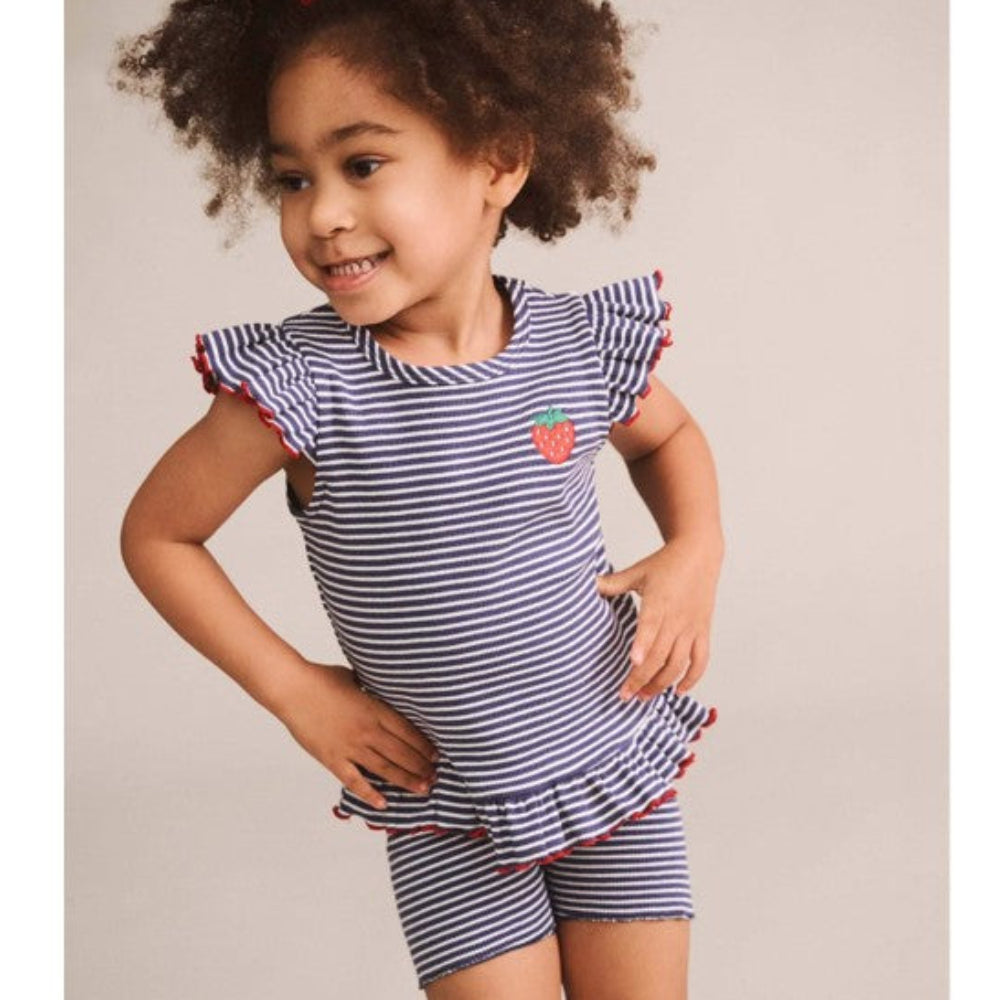 Huxbaby Ink Stripe Rib Peplum Tee