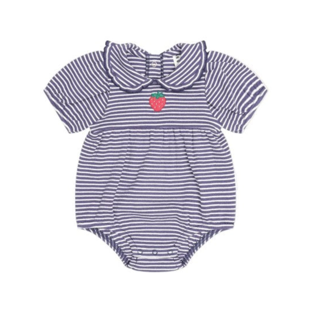 Huxbaby Ink Stripe Rib Collar Romper