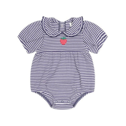 Huxbaby Ink Stripe Rib Collar Romper