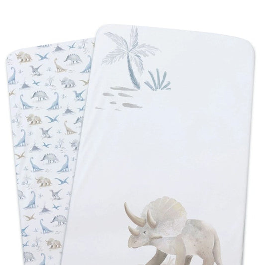Bubba Blue Bamboo 2pk Jersey Co Sleeper/Bedside Sleeper Fitted Sheets - Jurassic