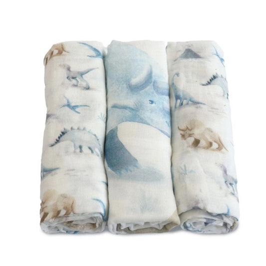 Bubba Blue Bamboo 3pk Muslin Wraps - Jurassic