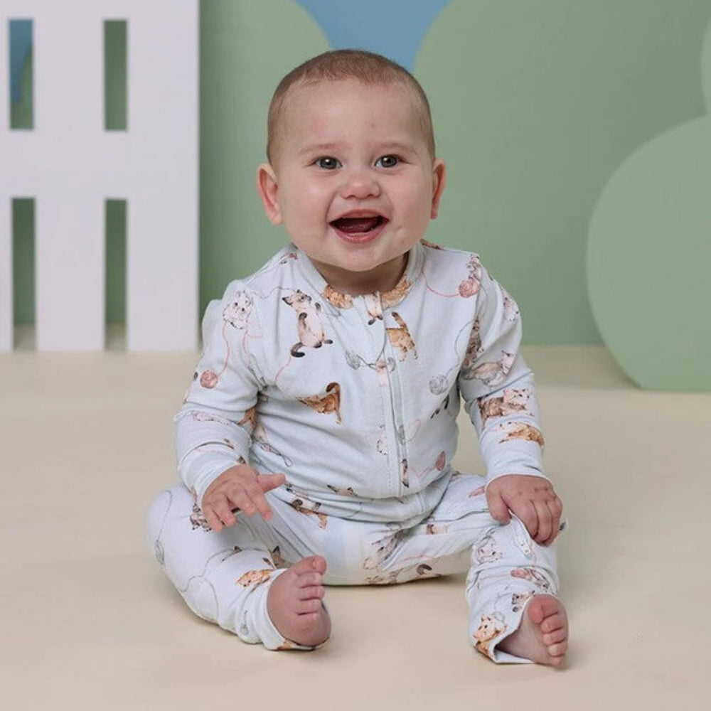 Snuggle Hunny Organic Snugglesuit Convertible Romper - Kittens