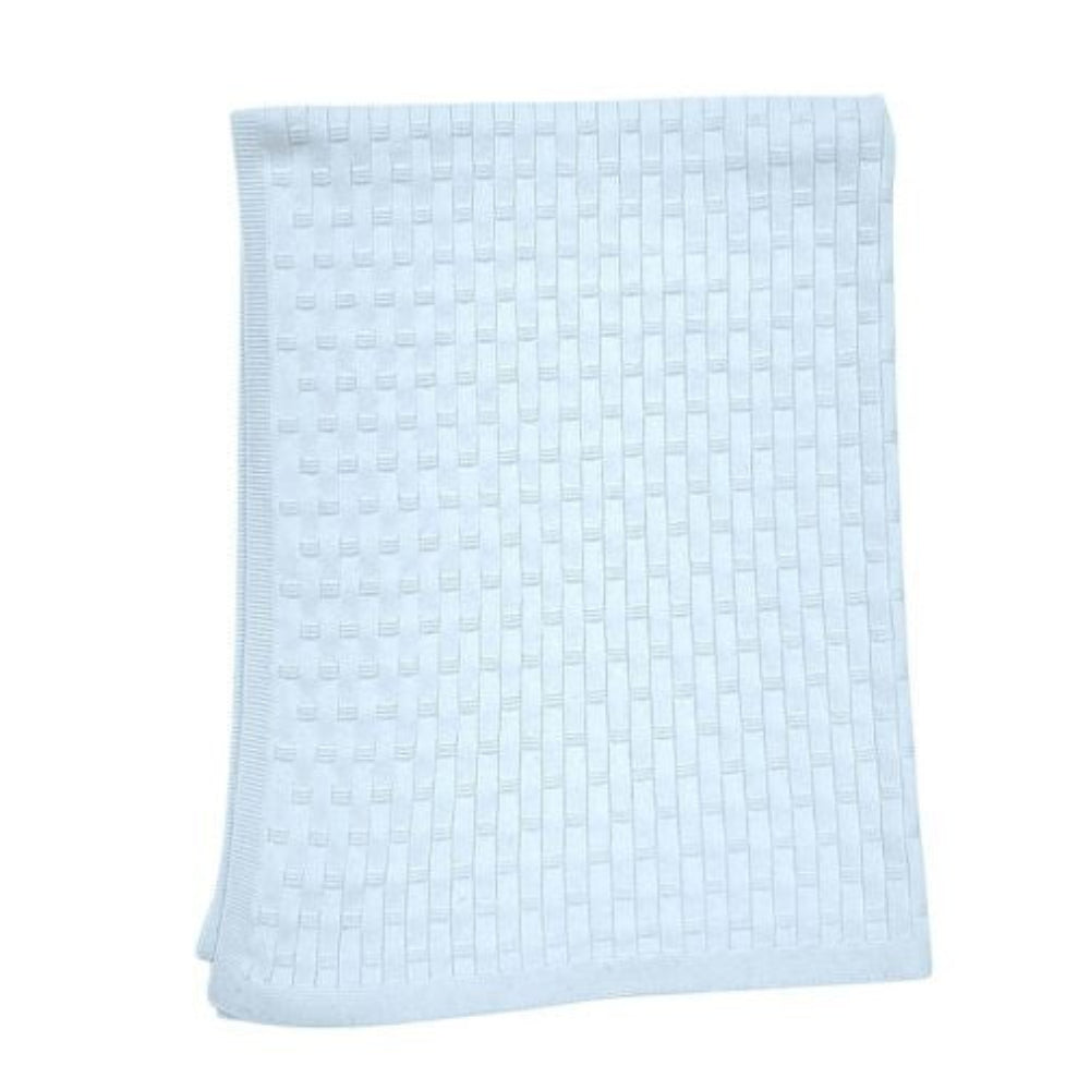 Thread the Word Lattice Knitted Bassinet Blanket - Ice Blue
