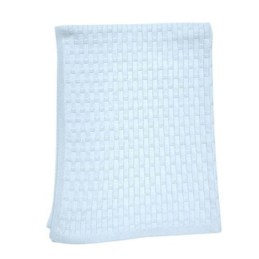 Thread the Word Lattice Knitted Bassinet Blanket - Ice Blue