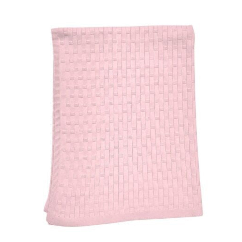 Thread the Word Lattice Knitted Bassinet Blanket - Pastel Pink