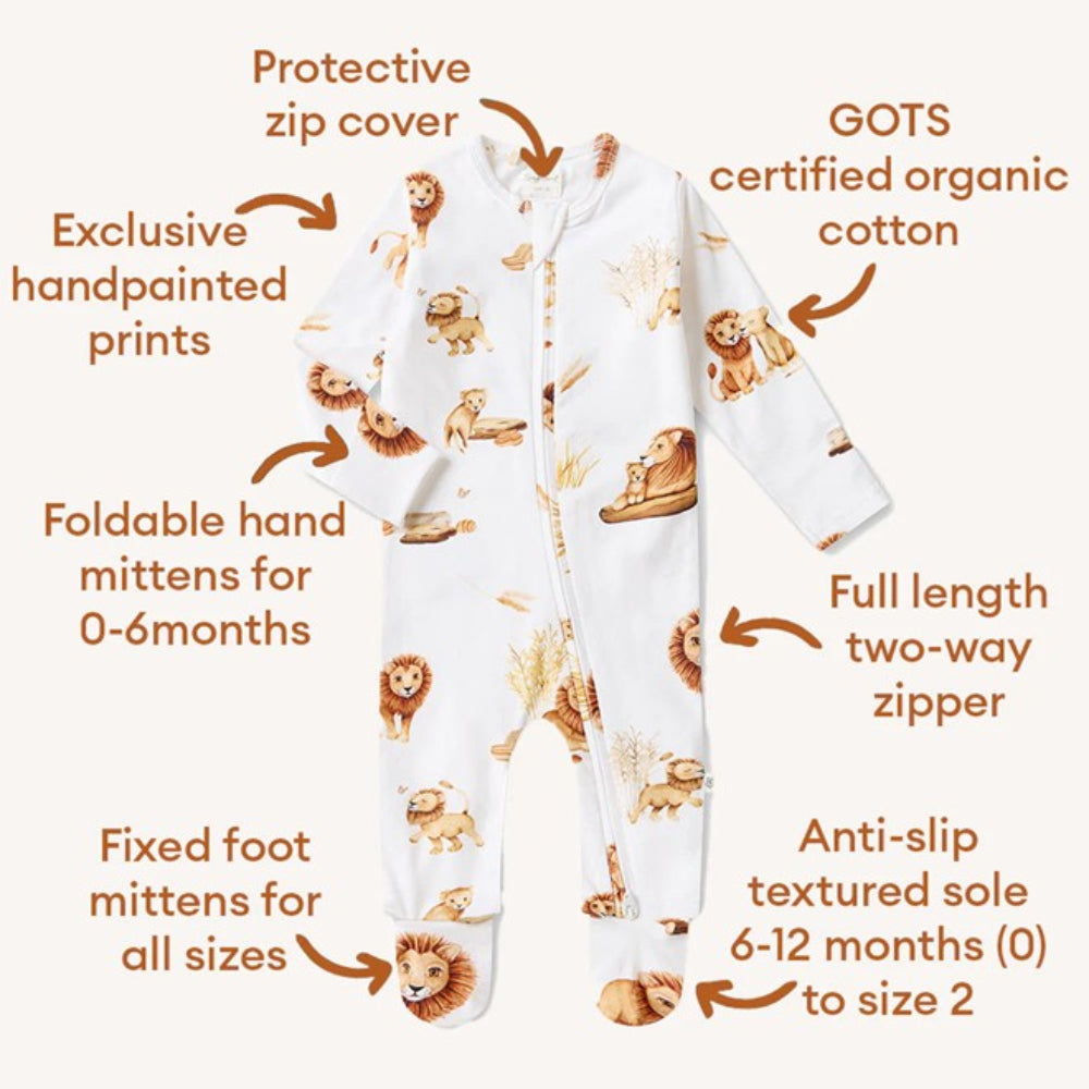 Snuggle Hunny Organic Snuggle Sleepsuit Zip Footie - Lion